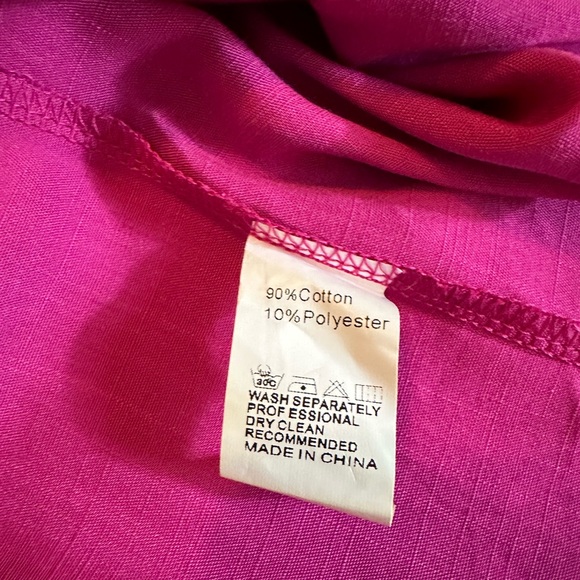 Hot Pink Smocked/Shirred Sundress Sz Med - Picture 3 of 4